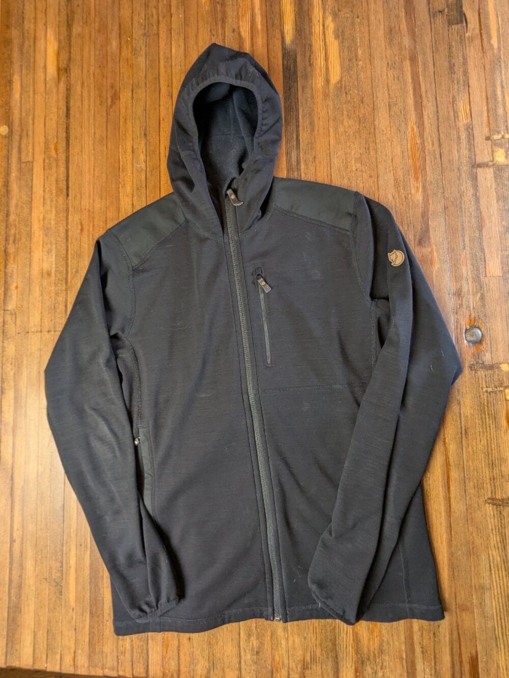 Fjallraven Mens Keb Fleece Wool Black Medium Hoodie Sweatshirt